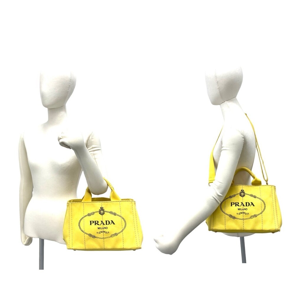 PRADA Yellow Canvas Shoulder Bag - Picture 2 of 10